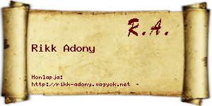 Rikk Adony névjegykártya